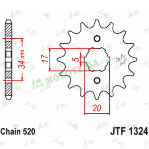 Звезда передняя (ведущая) JTF1324 13-520 шлиц: 17x20x5-34mm