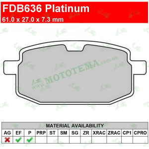 Колодки тормозные FERODO FDB636 Platinum